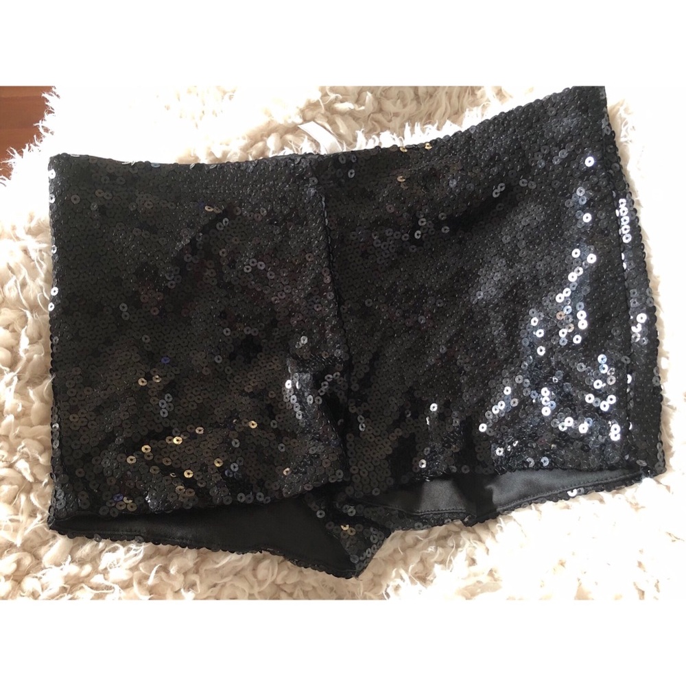 Black sequin hot pants
